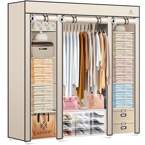 Armário de Roupa KESSER 150x45x175cm Bege KESSER - Conjuntos de móveis - 150x45x175cm, bege