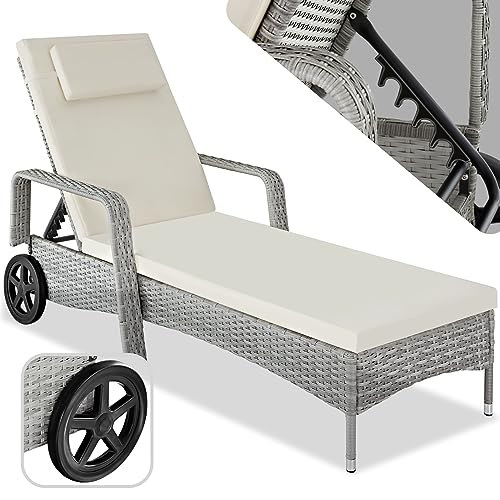 Espreguiçadeira TECTAKE (Branco - Poli-Rattan - 198x81.5x111 cm) TecTake - Móveis de exterior - branco, poli-rattan, 198x81.5x111 cm