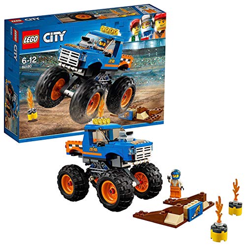 LEGO City - Camião Gigante - 60180 (Idade Mínima: 5) LEGO - Blocos de encaixe - acrobacias, minifigura, rampa, combustível
