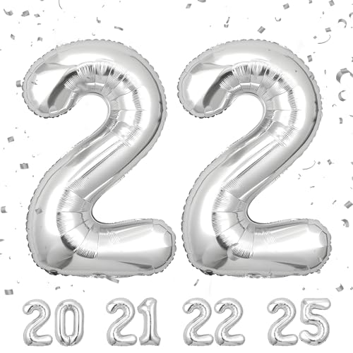Globos de 22 anos, Prata 22 polegadas Globo de Número oulai - Balões - prata, 22 polegadas, inflável, decorações