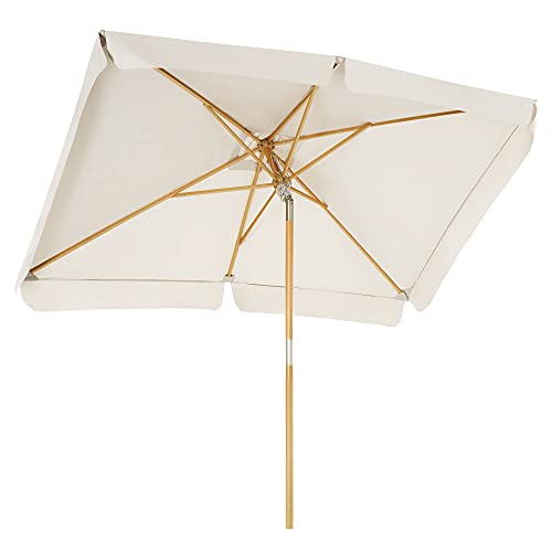 Guarda-Sol de Jardim SONGMICS com Base (Bege - 3x2m) SONGMICS - Guarda-sóis e toldos de exterior - bege, mota de faia, poliéster, 3x2m