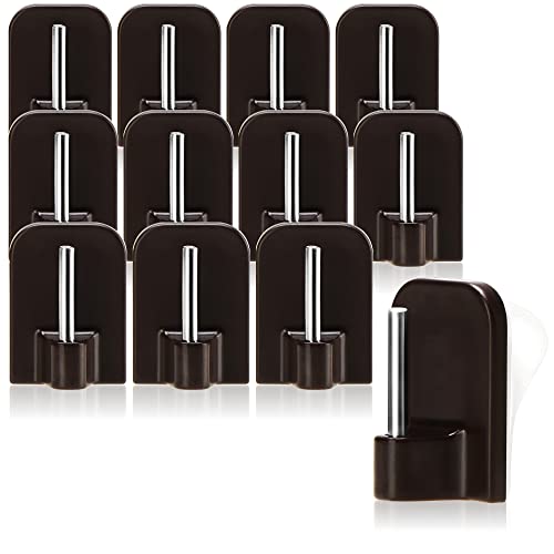 Conjunto de 12 Ganchos Adesivos COM-FOUR Castanho com-four - Argolas para cortinas e cortinados - 12 ganchos, adesivos, castanho