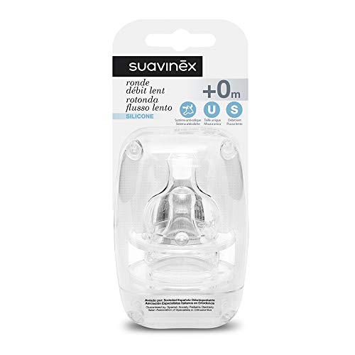 Conjunto de Tetinas Suavinex Fluxo Lento 2 Rodadas (0 Meses) Suavinex - Bicos e forros para mamadeiras de bebê - flexível, silicone, sem BPA, 2 rodadas