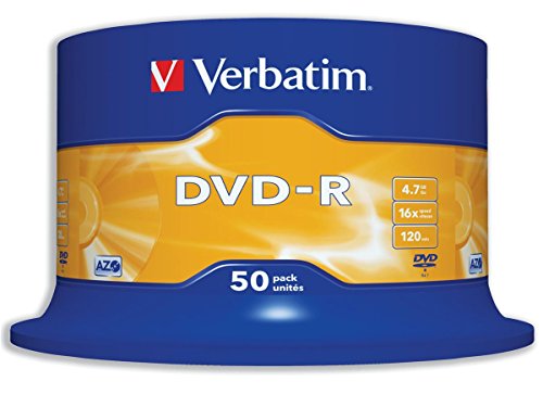 DVDs virgens VERBATIM DVD-R Matt Silver 4,7 GB 50 peça(s) Verbatim - Mídias vazias - DVD-R, 4,7 GB, 16x, 50 peças