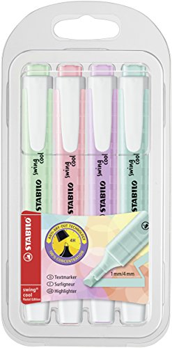 Marcador Fluorescente STABILO Swing Cool Pastel Multicor (Caixa de 4) Stabilo - Marcadores e marcadores de texto - fluorescente, pastel, multicor, caixa 4