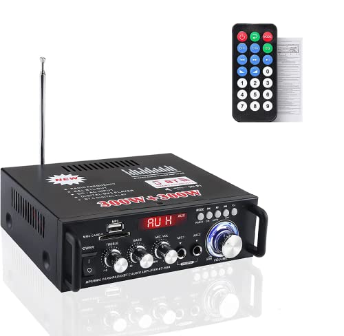 Amplificador Portátil Bluetooth Mini 600W Hi-Fi 2.0 Canais Audio Stereo AWKAQUN - Amplificadores de áudio - portátil, bluetooth, 600w, 2.0 canais, stereo