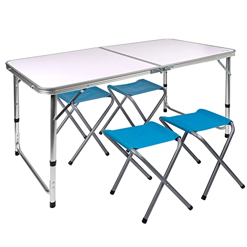Mesa de Campismo AKTIVE Dobrável (Preto - Alumínio) COLORBABY - Conjuntos de móveis de exterior - dobrável, alumínio, preto