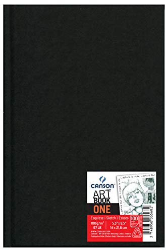 Canson Book One Caderno de Desenho com Fio de Cortar 98 Folhas 14 X 21.6 Cm Branco Canson - Papel de arte e artesanato - 98 folhas, 14 x 21.6 cm, branco, fio de cortar