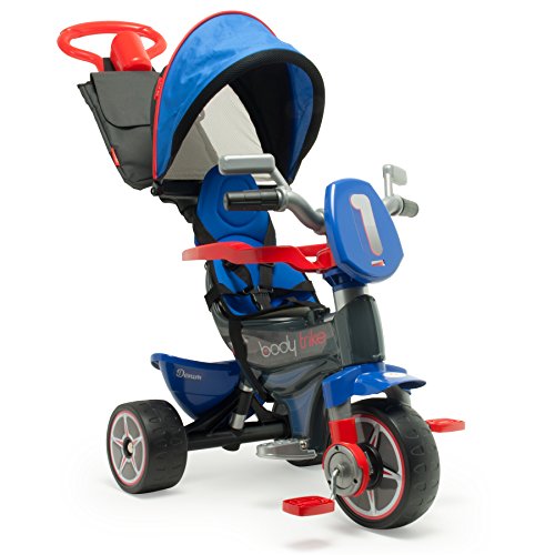 Triciclo Infantil INJUSA Body Max (Azul - 100x53x64 cm) INJUSA - Brinquedos - rodas macias, direção fácil, estrutura metálica, assento acolchoado