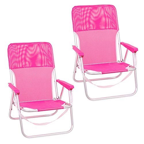 Conjunto de 2 Cadeiras de Praia LOLAHOME (Rosa - Aço - 45x50x87 cm) LOLAhome - Móveis de exterior - rosa, aço, praias, compactas