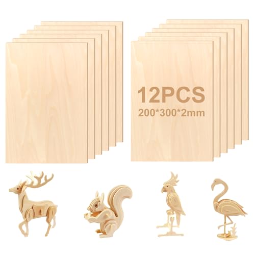 Tabuleiro Contrachapado NVIYAM 12 Peças Madeira Balsa Fina (300x200x2mm) NVIYAM - Formas e bases de artesanato - contrachapado, madeira balsa, fino