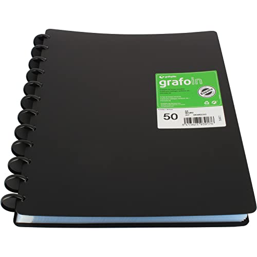 Pasta com 50 bolsas GRAFOPLAS (Preto - Polipropileno) Grafoplás - Pastas e capas de relatório - bolsas, polipropileno, preto