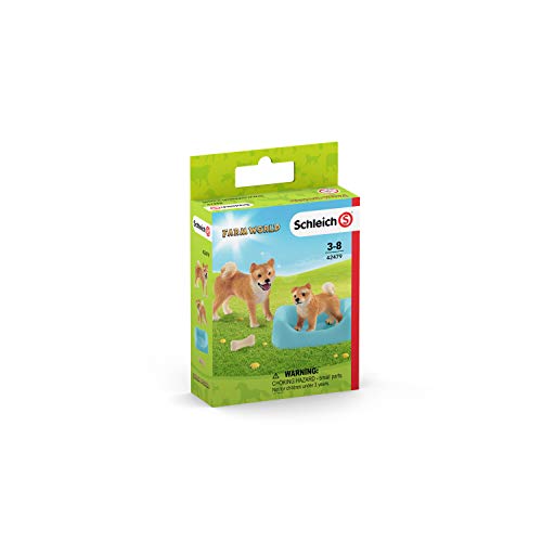 Figura de Brincar Schleich Farm World Shiba Inu Mother and Puppy Schleich - Bonecos de ação e brinquedo - brinquedo, farma, cães, realistas