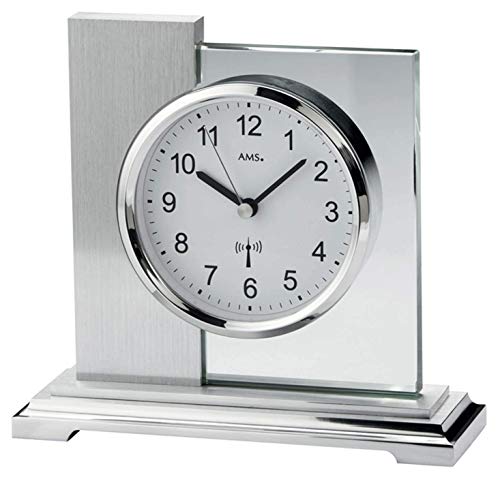Relógio de Mesa AMSTRONIC (Prateado - Madeira) AMS - Relógios de Parede - prateado, madeira, elegante, moderno