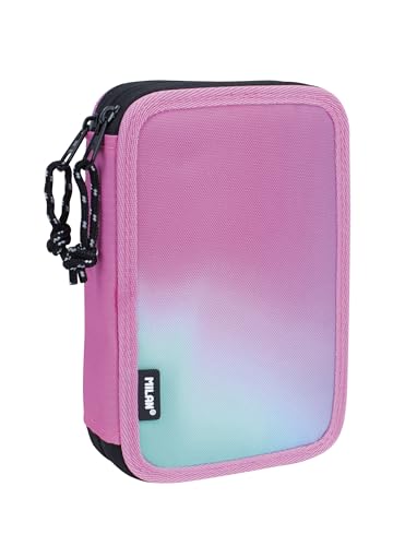 Estojo de Maquilhagem PLUMIER 2 Pisos com Contenido Sunset Rosa Milan - Kits de desenho e pintura - 2 pisos, contúdo, sunset rosa, bolso central