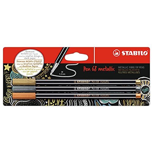 Caneta de Tinta Permanente STABILO B-53046-10 Stabilo - Canetas - caneta, tinta permanente, stabilo, 68 metallic, traço médio, antidry-out