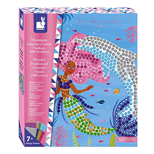 Kit de Mosaicos para Crianças JANOD Delfines e Sereias Juratoys - Brinquedos - mosaicos, crianças, delfines, sereias
