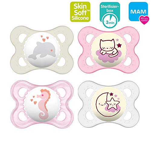 Conjunto de Chupetas MAM Silicone Day&Night 0-6 Meses M&A - Cuidados com a higiene oral - chupeta, silicone, 0-6 meses