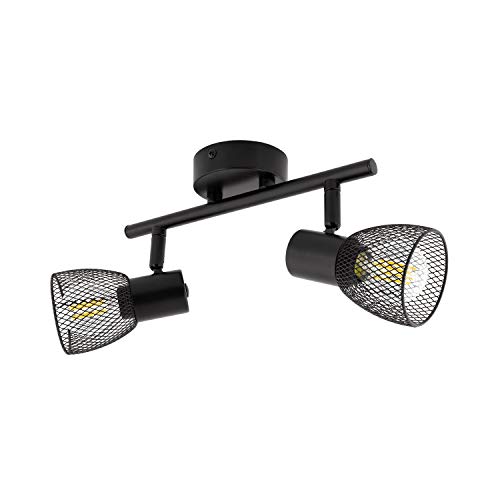 Candeeiro de Teto Orientável 2 Focos Metal Grid Preto LEDKIA - Luminárias Decorativas - orientável, 2 focos, metal grid, preto