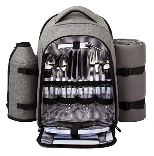 Mochilas HAP TIM (Cinzento - Poliéster - 24.5x16x8 cm) Hap Tim - Cestas de piquenique - poliéster, 24.5x16x8 cm, compartimento refrigerado