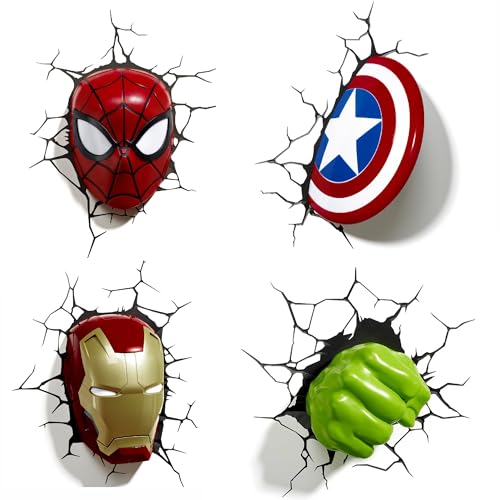 Calcomanias de Parede com Super-Heróis 3D (Idade Mínima Recomendada: 4 anos) DVAPE LTD - Papel de parede - calcomanias, parede, super-heróis 3d, marvel, capitão américa, homem-aranha, hulk, spider-man