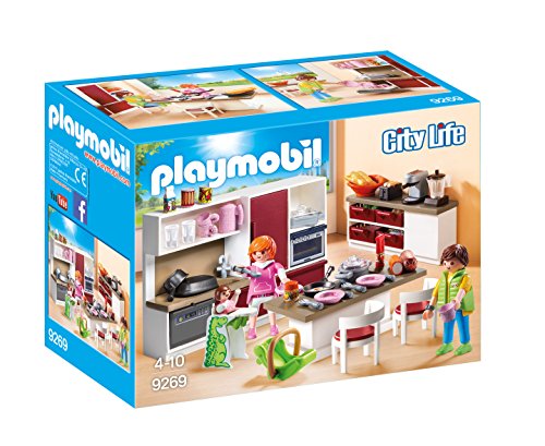 Playmobil City Life 9269 Cozinha (Jogos de Construção) PLAYMOBIL - Conjuntos de brinquedos - cozinha moderna, acessórios, ilhas de cozinha, armários