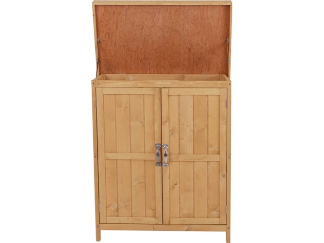 Armário de Madeira Outsunny | 74 x 43 x 88 cm - Natural Outsunny - Estruturas externas - 74x43x88 cm, natural, madeira