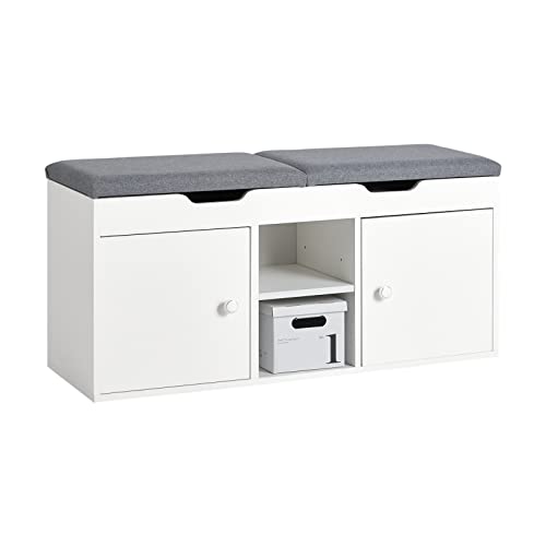 Sobremesa Armário Sobey 100X34X48Cm Fsr96-W sobuy - Cadeiras - 2 portas, 2 gavetas, 150 kg, tabuleiro de partículas