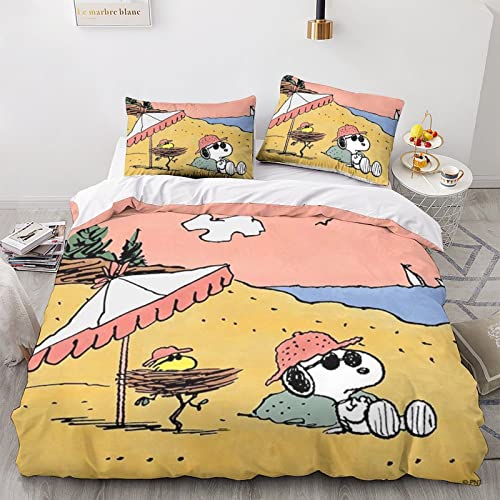 Conjunto edredões SNOOPY (200 x 200 cm) HESHS - Roupa de cama e cama - Snoopy, 200x200 cm, almofada, lã 100%