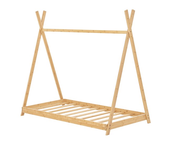 Cama de Madeira TIPICO (Castanho - 168x87x150cm) [en.casa] - Conjuntos de móveis - madeira, castanho, 168x87x150cm