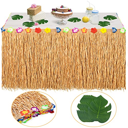 YHmall 30 flores de grama hawaiense com 6 folhas de tartaruga artificial YHmall - Saias de mesa - flores, grama, hawaiense, tartaruga