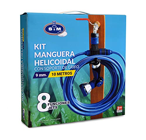 Kit de Mangueira Helicoidal Eva 10M Azul S&F S&M - Mangueiras de jardim - kit, mangueira helicoidal, eva 10m, azul