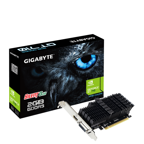 Placa Gráfica GIGABYTE GeForce GT 710 (NVIDIA - 2 GB DDR3) Gigabyte - Placas e adaptadores de vídeo - nvidia, 2 gb ddr3, pci-e 2.0, 4096x2160