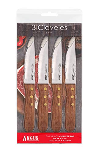 Conjunto Facas de Cozinha ANGUS & JONES 3 Peças 3 Claveles - Facas de mesa - 3 peças, aço inoxidável, madeira de freixo, facas de cozinhar