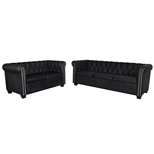 Sofá VIDAXL Chesterfield (Castanho - PU - 80x140x65 cm) vidaXL - Sofás - chesterfield, castanho, PU, 80x140x65 cm