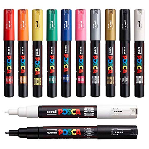 Caneta de Feltro UNI POSCA PC-1M (Preto) UNI-BALL - Marcadores e marcadores de texto - caneta, feltro, uni posca, pc-1m, preto