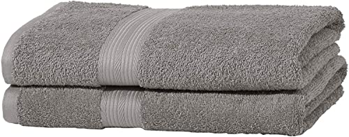 Toalha para Banho BASICS 2 Unidades Cinza Amazon Basics - Roupa de cama e cama - algodão, suave, lavável, 50x100cm
