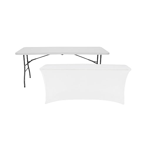 Mesa Dobrável 240 Cm Branca + Capa De Catering Branca 7House 7HOUSE - Móveis de exterior - mesa dobrável, 240 cm, branca, capa de catering, resina, metálica