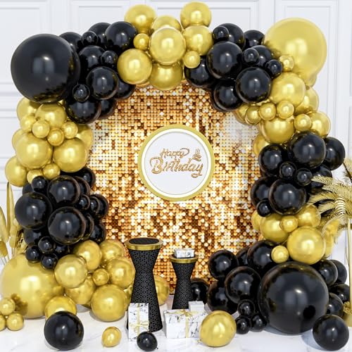 Conjunto de Balões GLOBO 18/12/10/5 Unidades (Preto e Dourado - 20.3x30.5cm) Party Forest - Brinquedos - balões, preto e dourado, 20.3x30.5cm