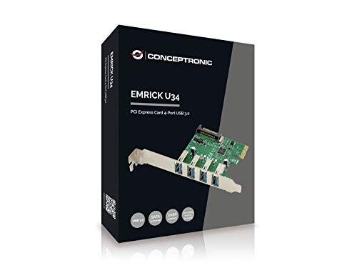 Placa Adaptadora de Interface CONCEPTRONIC EMRICK02G Conceptronic - Placas e adaptadores de rede - adaptador, pci express, usb 3.0, 4 portas