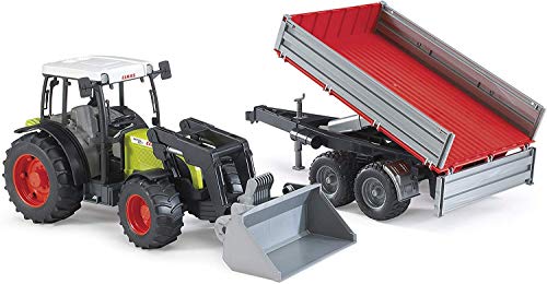Bruder Claas Nectis 267 F com Reboque e Carregador Frontal Bruder - Brinquedos - barra de direção, ponte giratória, reboque, carregador frontal