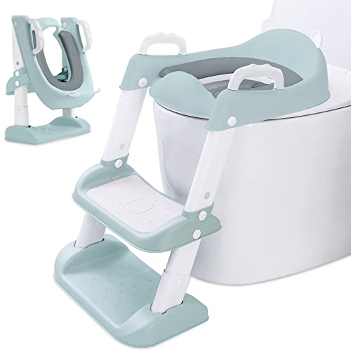 Muoivg Porta WC Infantil Redutor WC com Escada MUOIVG - Acentos de vaso - ajustável, dobrável, almofada macia, confortável