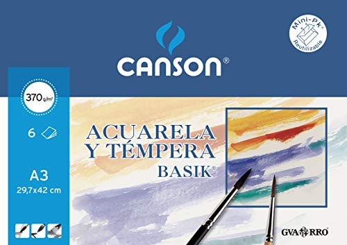 Papel para Pintar CANSON Papel Aquarela Basik (A3) Canson - Papel de arte e artesanato - papel pintar, canson, aquarela basik, a3, color branco natural, 370 g/m2