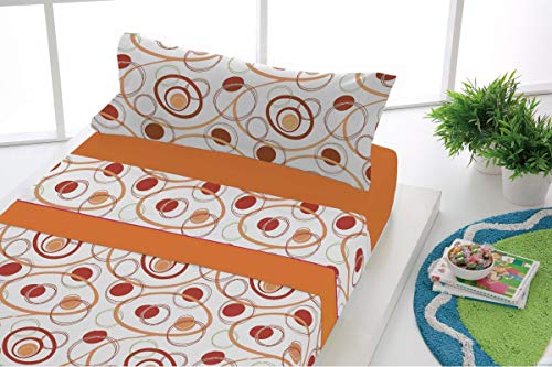 Conjunto de Lençóis Sabanaria Dance Laranja (80x190/200cm) SABANALIA - Roupa de cama e cama - algodão, bordado, 80x190cm, 80x200cm