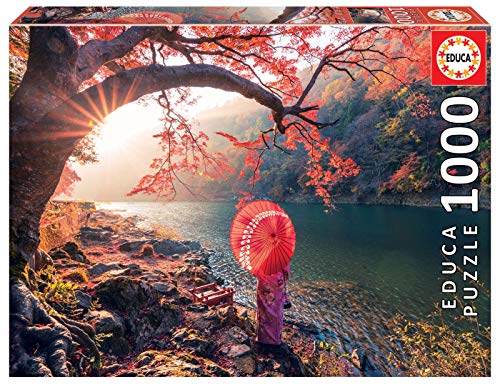 Livro 1000 Levers De Soleil Sur Le Fleuve Katsura de Ryunosuke Akimoto EDUCA - Quebra-cabeças de encaixar - 1000 peças, Leva do Sol, Rio Katsura, Japão