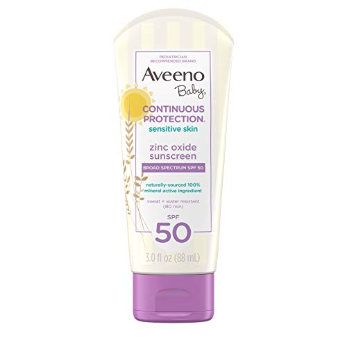 Protetor Solar Aveeno Baby Creme de Proteção Contínua SPF 50 (100 ml) Aveeno Baby - Banho e corpo - spf 50, uva, uvb, resistente a suor, resistente à água