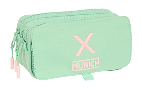 Portatodo TRIPLE BIG Munich Basic (Menta) safta - Calendários, organizadores e planejadores - três compartimentos, fechos, asa de transporte, fita ajustável