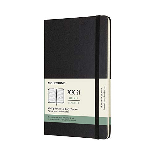 Agenda Semanal 18 Meses 2020-2021 Moleskine Horizontal Grande Moleskine - Calendários, organizadores e planejadores - agenda, semanal, molekine, horizontal, grande
