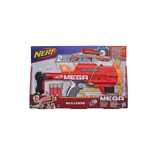Lançador NERF Mega Bulldog (Idade Mínima: 8 anos) Hasbro - Armas de brinquedo e acessórios - lançador, nerf mega bulldog, idade mínima: 8 anos, design robusto, ergonômico, alavanca disparar dardos, visor