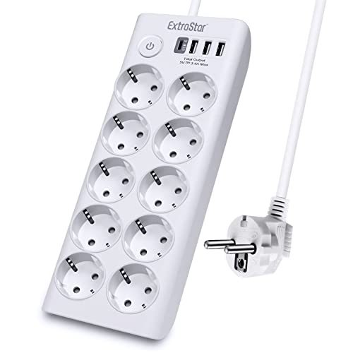Extensão Elétrica EXTRASTAR 14 em 1 com 10 tomadas e 3 portas USB EXTRASTAR - Fios e cabos elétricos - 14 tomadas, 3 portas usb, 16A, 15m
